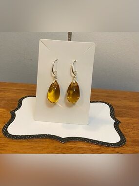 NEW Czech gold crystal teardrop earrings